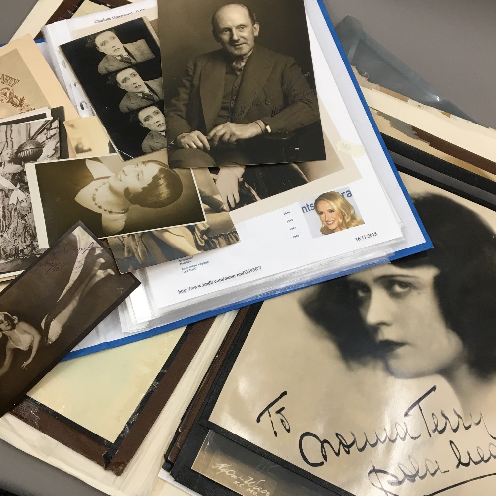 Two albums of vintage autograph photos, including James Coburn, Dolores Del Rio, etc.