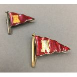A 9 ct gold and enamelled Island Sailing Club badge and another probably silver (4.3 and 3.