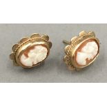 A pair of 9 ct gold cameo earrings (3 grammes total weight)