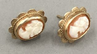 A pair of 9 ct gold cameo earrings (3 grammes total weight)