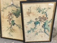 A large pair of Chinese watercolours on silk