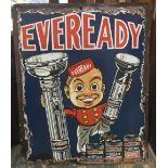 A pictorial enamel advertising sign for Eveready Batteries