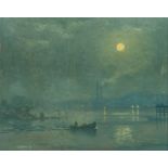 STEVEN OUTRAM (born 1953) British (AR), Moonlit Estuary, oil on board, signed and dated 75, framed.