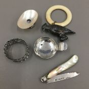 A small quantity of silver items, etc.