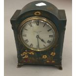 A Mappin and Webb chinoiserie decorated mantle clock