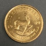 A 1/10 Krugerrand coin