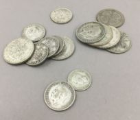 A quantity of assorted silver coins