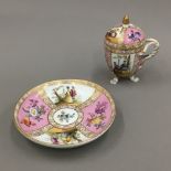 A Continental porcelain chocolate cup,