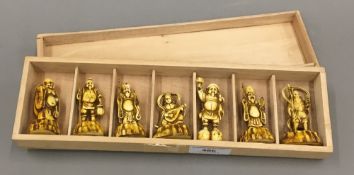 A set of seven faux ivory Japanese Gods of Good Fortune,
