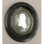 A Victorian Jasperware miniature depicting John Wesley