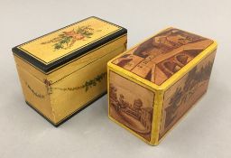 Two 19th century Continental spa card boxes