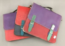 Three leather satchels