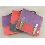 Three leather satchels