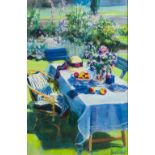 SUE WALES (20th century) British, Summer Table in My Garden; together with View Across My Garden,