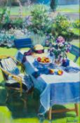 SUE WALES (20th century) British, Summer Table in My Garden; together with View Across My Garden,