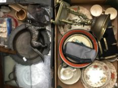 Two boxes of miscellaneous of china, glass, etc.