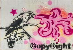 COPYRIGHT (20th/21st century) British (AR) Bird Song Spray paint on cardboard, framed and glazed.