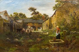 JAMES SMITH MORLAND (1846-1921) South African Farmyard Scene Oil on canvas, signed and dated 1885,