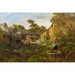 JAMES SMITH MORLAND (1846-1921) South African Farmyard Scene Oil on canvas, signed and dated 1885,