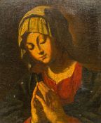 After GIOVANNI BATTISTA SALVI (1609-1685) Italian Virgin in Prayer Oil on canvas, framed.