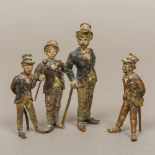 Two late 19th century Austrian cold painted bronze models Formed as a barbers shop quartet.