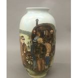 A Burslem pottery gypsy caravan trial vase Of ovoid form with typical sgraffito decoration. 21.