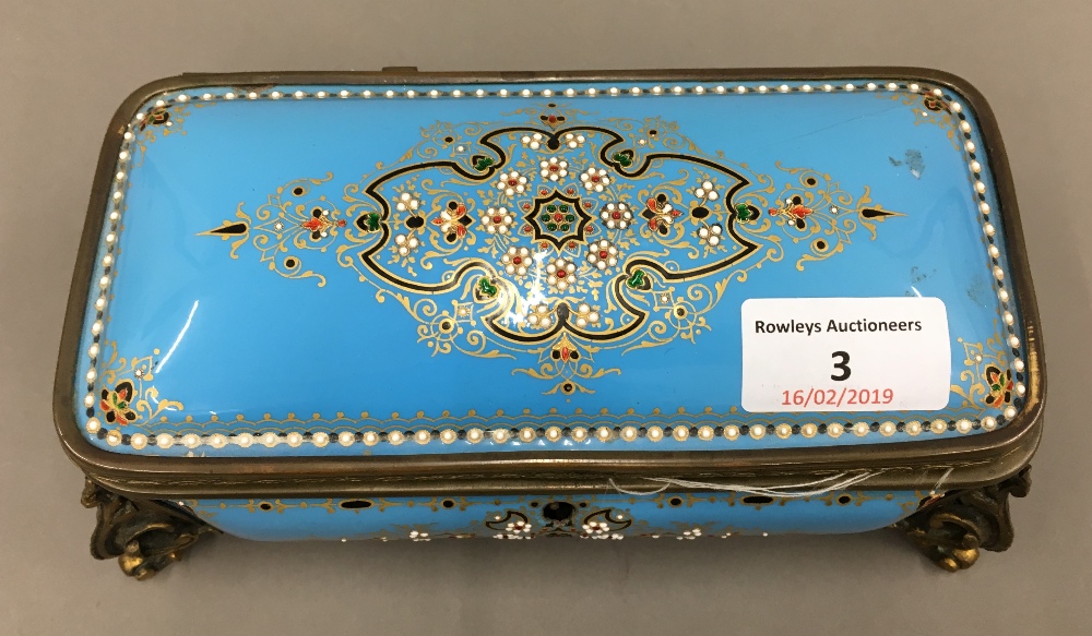 A 19th century French enamel decorated casket Of domed hinged form, - Image 6 of 8