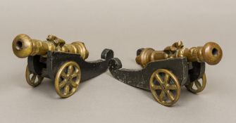 A pair of 17th century style bronze table cannons Each of typical form,