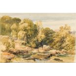 DAVID HALL McKEWAN (1816-1873) British The River Barle Watercolour, signed, old label to verso,