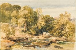 DAVID HALL McKEWAN (1816-1873) British The River Barle Watercolour, signed, old label to verso,