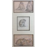 ENGLISH SCHOOL (19th century) Studies of Jacco Macacco Pencil and wash, signed with initials,