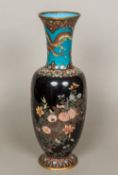 A late 19th century Oriental cloisonne vase Of flared bulbous form,