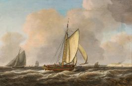 Attributed to CHARLES MARTIN POWELL (1775-1824) British Coastal Shipping in Choppy Waters Oil on