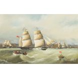 ENGLISH SCHOOL (19th century) Ships at Port; and Ships in Choppy Waters Oil on paper,