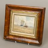 H HARRISON (19th/20th century) Paddle Tug and Man-of-War Red Flag Watercolour, signed,