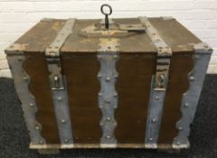 An 18th century Swedish painted metal strongbox Of hinged rectangular form with decorated exterior