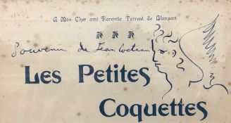 JEAN COCTEAU (1889-1963) French (AR) Souvenir de Jean Cocteau Ink on Les Petites Coquettes sheet
