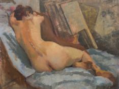 Manner of HENRI HENRI LEBASQUE (1865-1937) French Female Nude Oil on board, inscribed to verso,