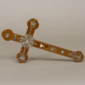 A late 19th century Chinese mother-of-pearl inlaid wooden cross Of typical form,