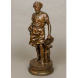 DUCHOISELLE (19th century) French La Travail Patinated bronze model of a blacksmith. 54 cm high.