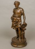 DUCHOISELLE (19th century) French La Travail Patinated bronze model of a blacksmith. 54 cm high.