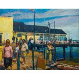 WILLIAM BOWYER RA (1926-2015) British (AR) Southwold Pier Oil on canvas, unframed. 101 x 87 cm.