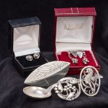 A collection of various Scandinavian and other silver contemporary jewellery,