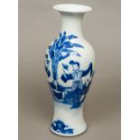 A 19th century Chinese blue and white porcelain vase Of flared slender bulbous form,