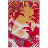 COPYRIGHT (20th/21st century) British (AR) Girls Head (Red Glitter) Stencilled print,