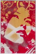 COPYRIGHT (20th/21st century) British (AR) Girls Head (Red Glitter) Stencilled print,