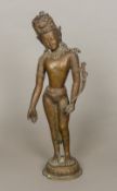 An antique Indian bronze figure of the Hindu God Shiva Modelled standing wearing an elaborate