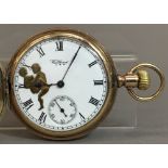 An early 20th century Waltham gold plated erotic pocket watch The signed dial with subsidiary