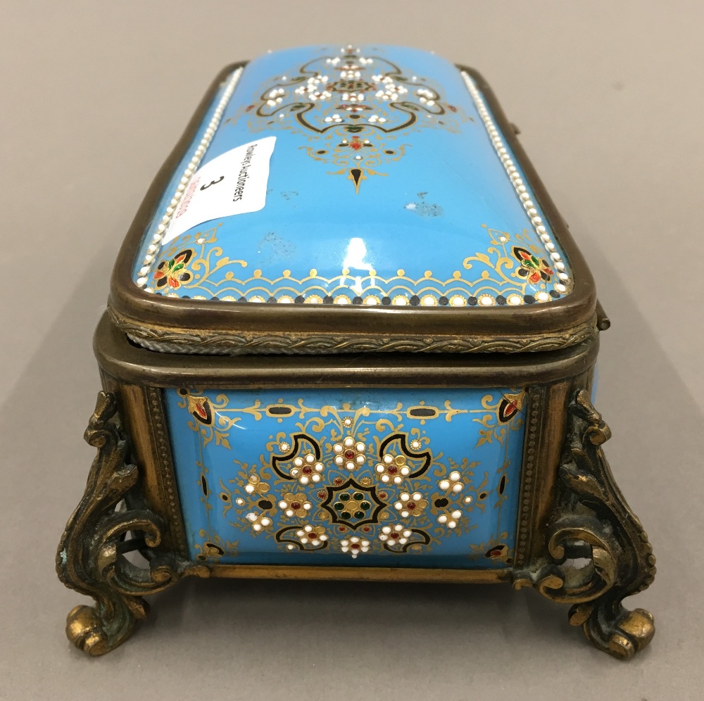 A 19th century French enamel decorated casket Of domed hinged form, - Image 5 of 8