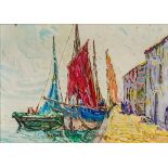 Manner of VAN GOGH Mediterranean Quay Side Oil on board, framed. 68.5 x 48.5 cm.